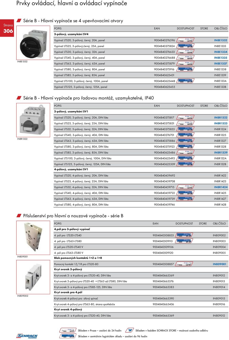 63A, panel 9004840375879 IN8E1337 Vypínač LTS80, 3-pólový, černý, 80A, panel 9004840375916 IN8E1338 Vypínač LTS85, 3-pólový, černý, 85A, panel 9004840625431 IN8E1339 Vypínač LTS100, 3-pólový, černý,