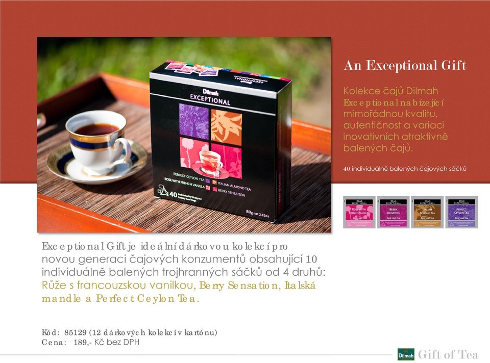 40 individuálně balených čajových sáčků Exceptional Gift je ideální dárkovou kolekcí pro novou generaci čajových
