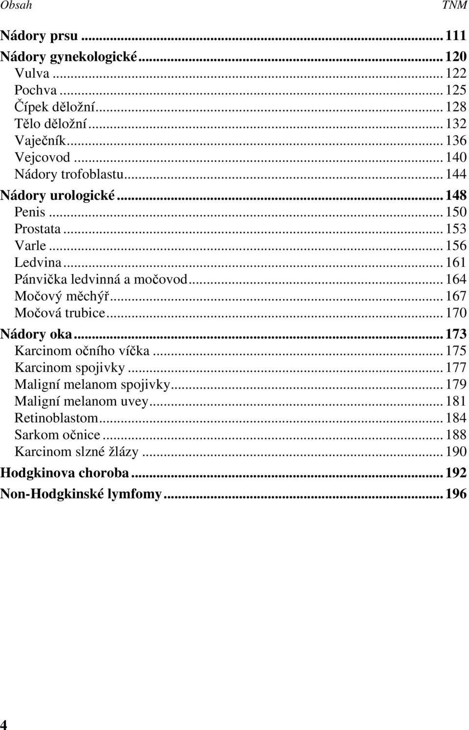 .. 164 Močový měchýř... 167 Močová trubice... 170 Nádory oka... 173 Karcinom očního víčka... 175 Karcinom spojivky... 177 Maligní melanom spojivky.