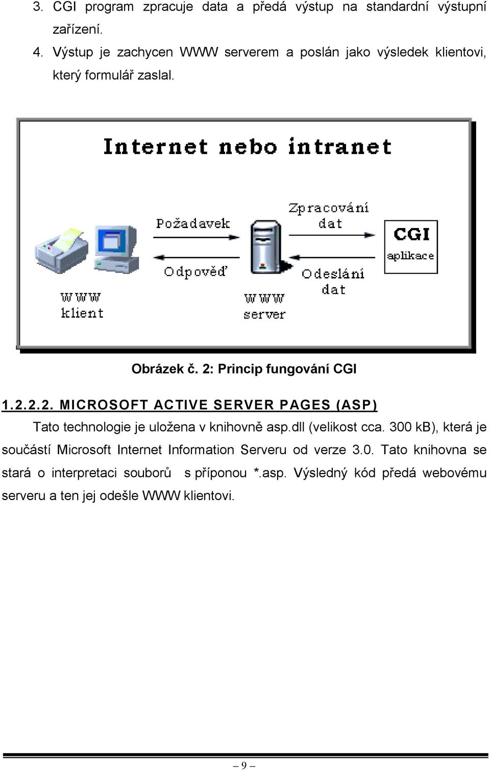 Princip fungování CGI 1.2.2.2. MICROSOFT ACTIVE SERVER PAGES (ASP) Tato technologie je uložena v knihovně asp.dll (velikost cca.