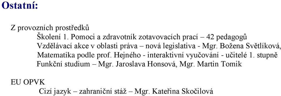 legislativa - Mgr. Božena Světlíková, Matematika podle prof.