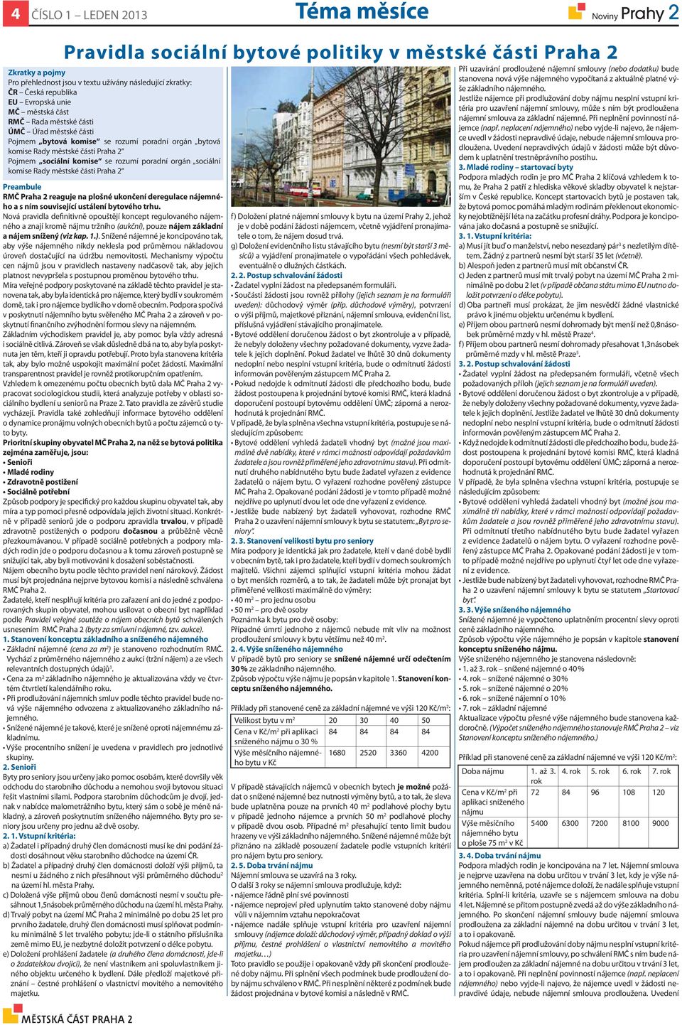 poradní orgán sociální komise Rady městské části Praha 2 Preambule RMČ Praha 2 reaguje na plošné ukončení deregulace nájemného a s ním související ustálení bytového trhu.