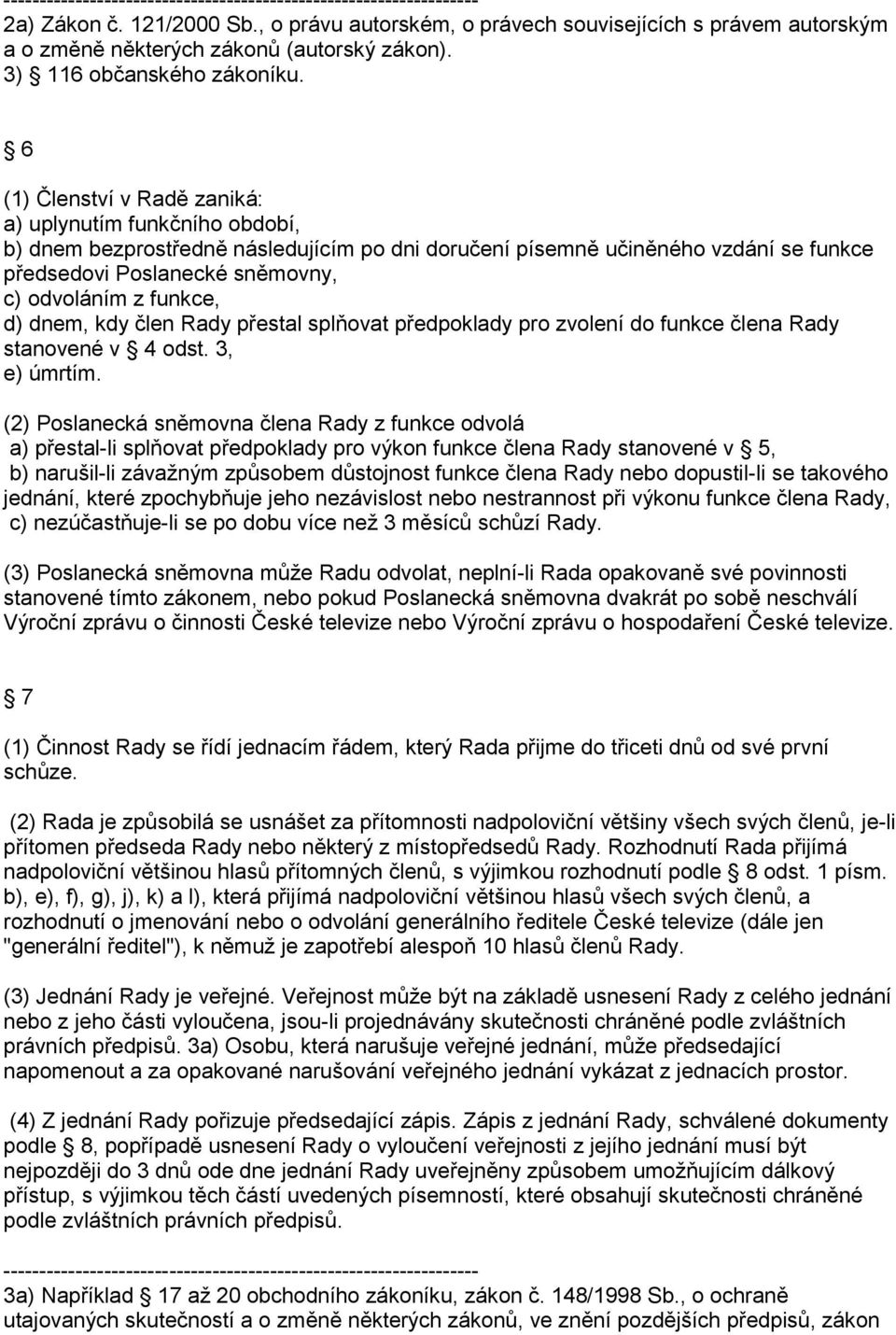 funkce, d) dnem, kdy člen Rady přestal splňovat předpoklady pro zvolení do funkce člena Rady stanovené v 4 odst. 3, e) úmrtím.