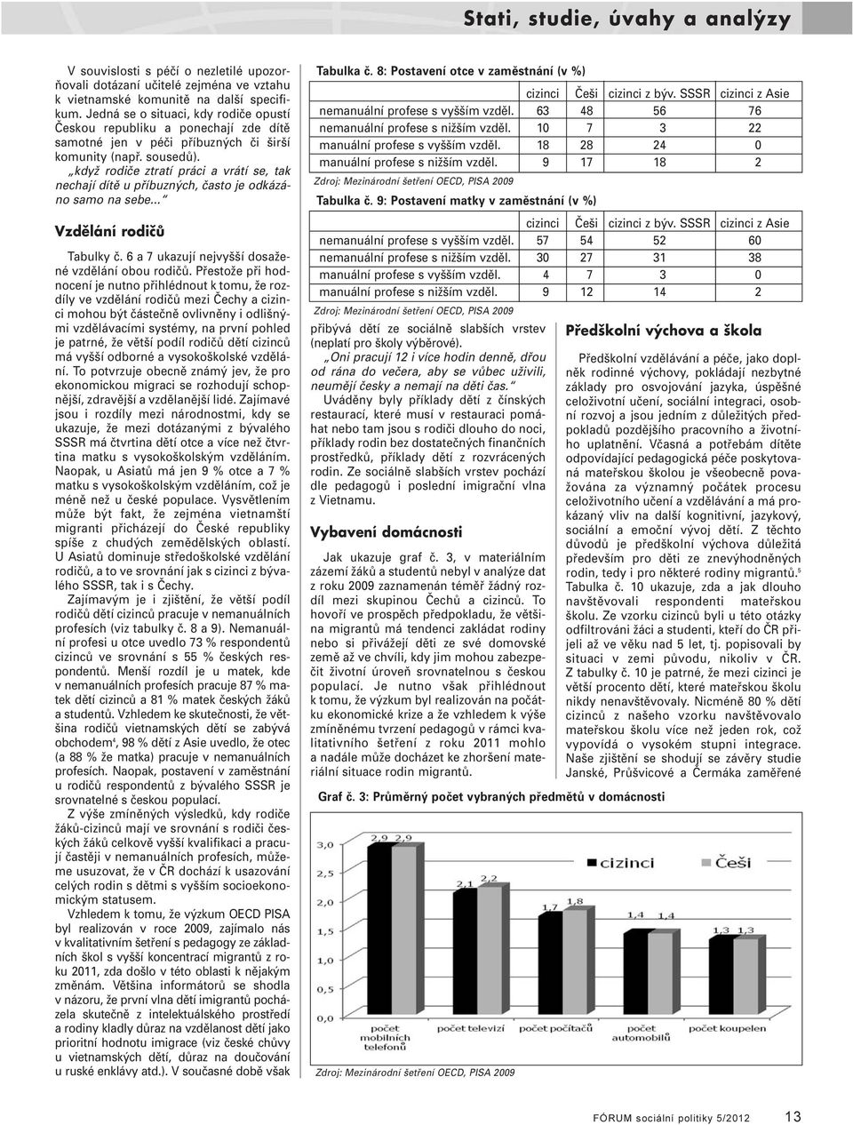 když rodiče ztratí práci a vrátí se, tak nechají dítě u příbuzných, často je odkázáno samo na sebe... Vzdělání rodičů Tabulky č. 6 a 7 ukazují nejvyšší dosažené vzdělání obou rodičů.