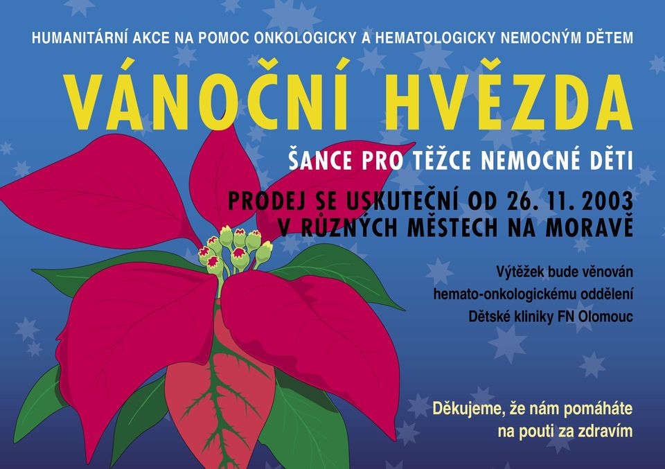 2003 V RŮZNÝCH MĚSTECH NA MORAVĚ Výtěžek bude věnován hemato-onkologickému