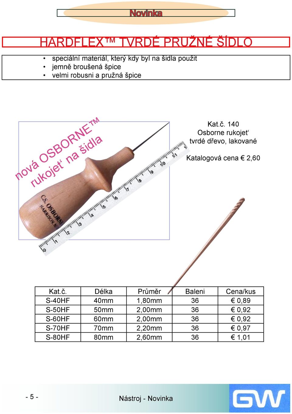 140 Osborne rukojet tvrdé dřevo, lakované Katalogová cena 2,60 Kat.č.