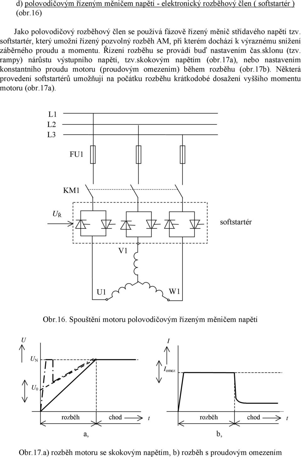 rampy) árůstu výstupího apětí, tzv.skokovým apětím (obr.7a), ebo astaveím kostatího proudu motoru (proudovým omezeím) během rozběhu (obr.7b).