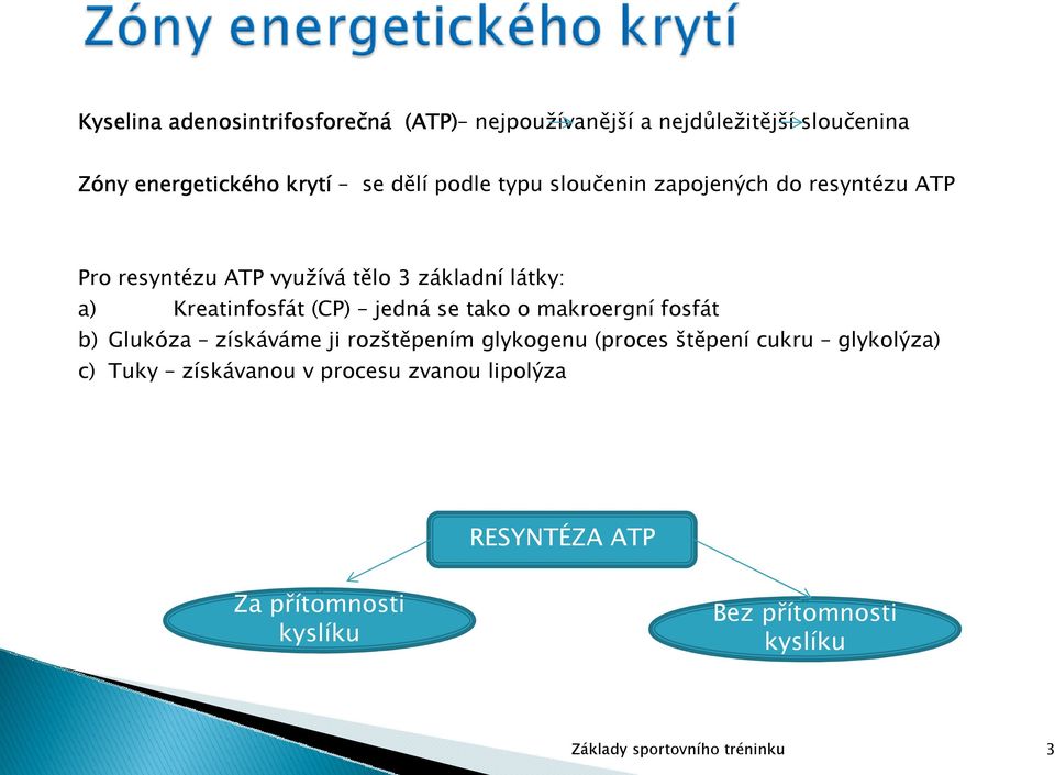 jedná se tako o makroergní fosfát b) Glukóza získáváme ji rozštěpením glykogenu (proces štěpení cukru glykolýza) c) Tuky