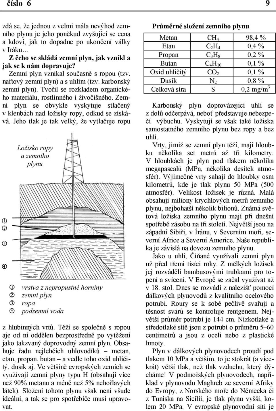 Zemní plyn se obvykle vyskytuje stlačený v klenbách nad ložisky ropy, odkud se získává.