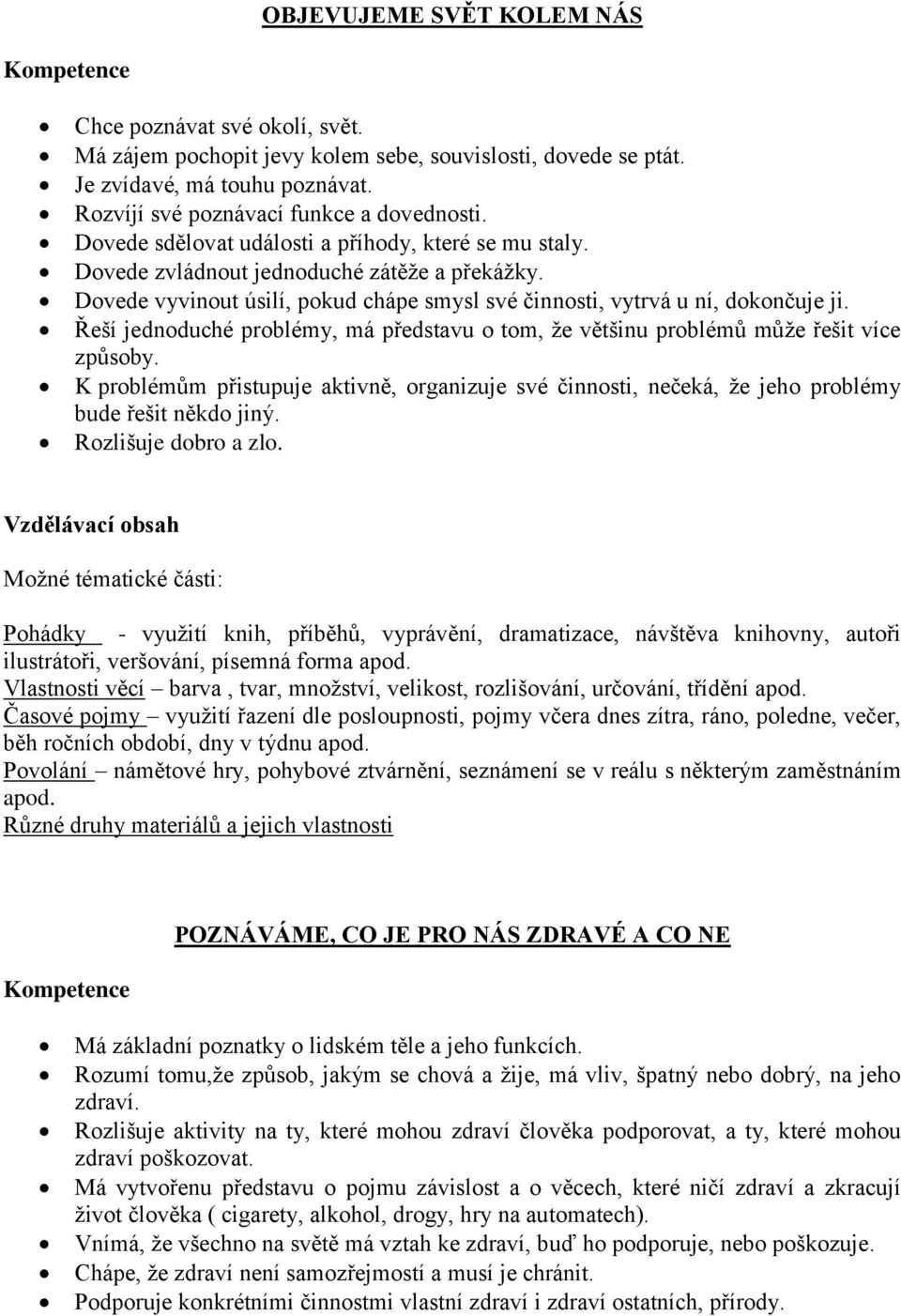 Dovede vyvinout úsilí, pokud chápe smysl své činnosti, vytrvá u ní, dokončuje ji. Řeší jednoduché problémy, má představu o tom, že většinu problémů může řešit více způsoby.