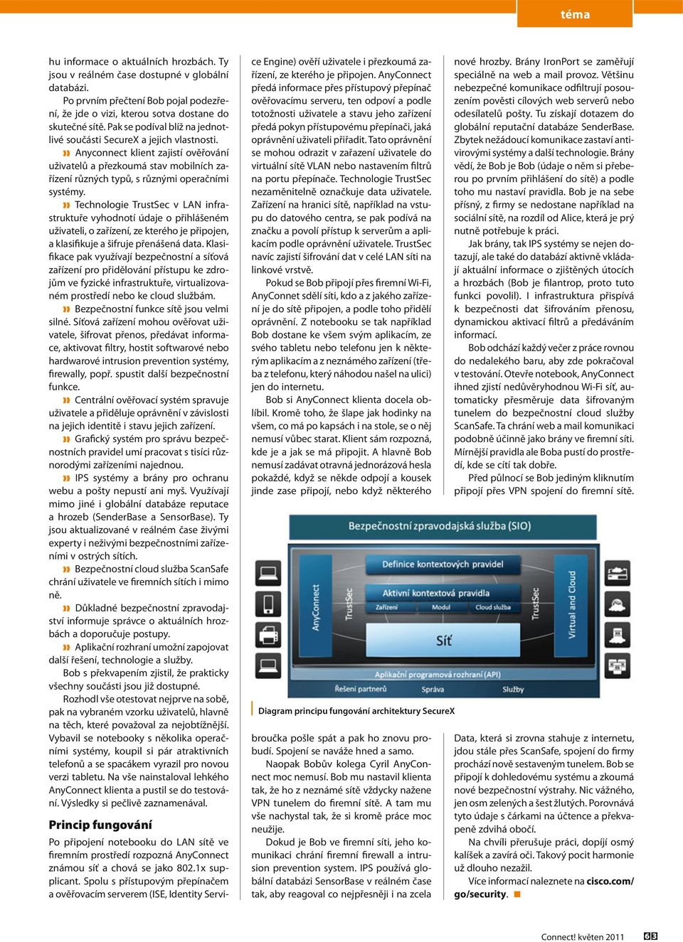 Technologie TrustSec v LAN infrastruktuře vyhodnotí údaje o přihlášeném uživateli, o zařízení, ze kterého je připojen, a klasifikuje a šifruje přenášená data.