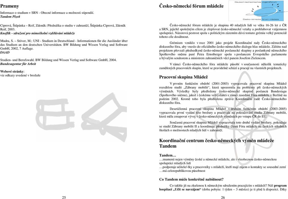 BW Bildung und Wissen Verlag und Software GmbH, 2002, 7 Auflage. DAAD Studien- und Berufswahl. BW Bildung und Wissen Verlag und Software GmbH, 2004.