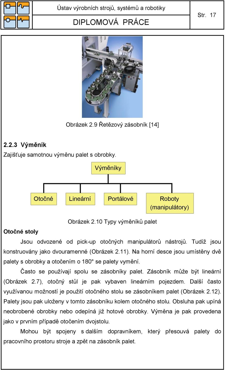 Zásobník může být lineární (Obrázek 2.7), otočný stůl je pak vybaven lineárním pojezdem. Další často využívanou možností je použití otočného stolu se zásobníkem palet (Obrázek 2.12).