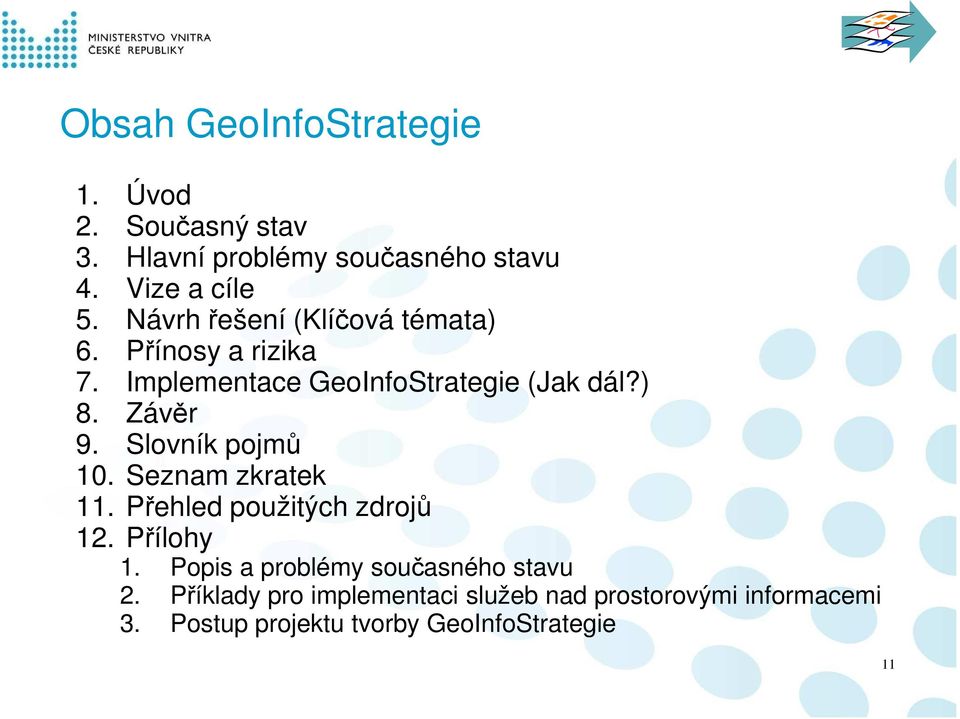 Slovník pojmů 10. Seznam zkratek 11. Přehled použitých zdrojů 12. Přílohy 1.