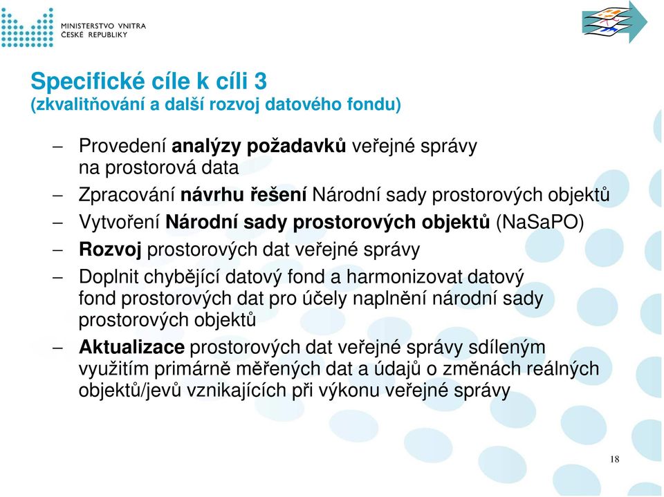 Doplnit chybějící datový fond a harmonizovat datový fond prostorových dat pro účely naplnění národní sady prostorových objektů Aktualizace