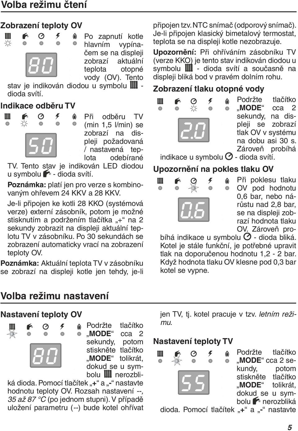 Poznámka: platí jen pro verze s kombinovaným ohřevem 24 KKV a 28 KKV.