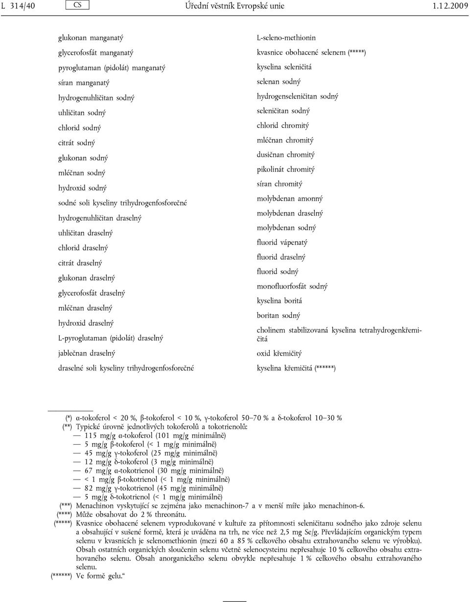 hydroxid sodný sodné soli kyseliny trihydrogenfosforečné hydrogenuhličitan draselný uhličitan draselný chlorid draselný citrát draselný glukonan draselný glycerofosfát draselný mléčnan draselný