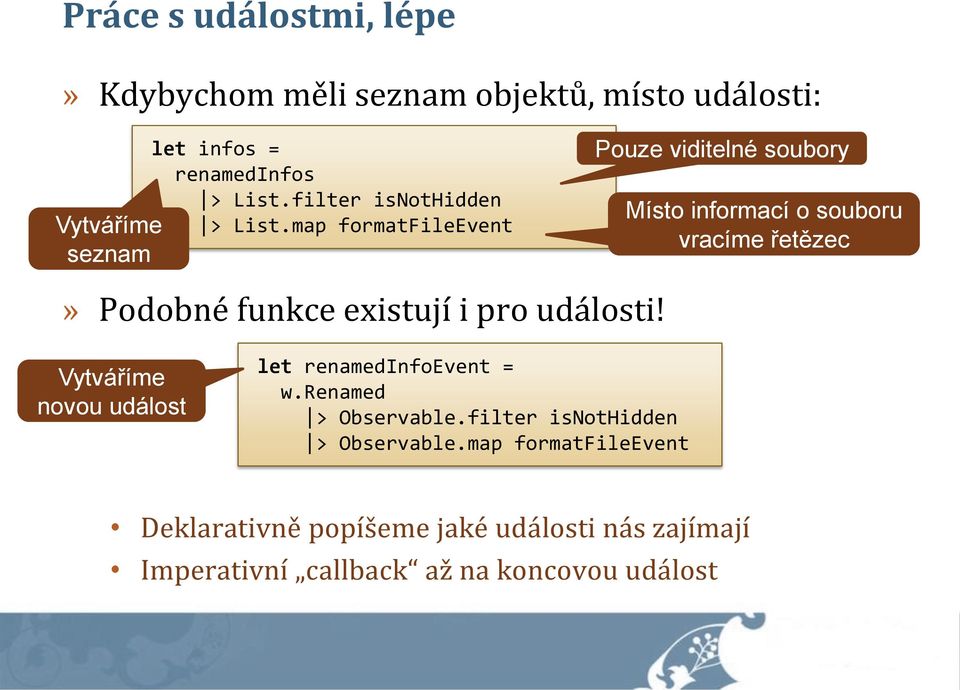 map formatfileevent Pouze viditelné soubory Místo informací o souboru vracíme řetězec» Podobné funkce existují i pro