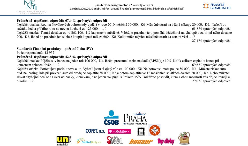 V létě, o prázdninách, pomáhá dědečkovi na chalupě a za to od něho dostane 200,- Kč. Ihned po prázdninách si chce koupit kopací míč za 600,- Kč. Kolik můţe nejvíce měsíčně utratit za ostatní věci?