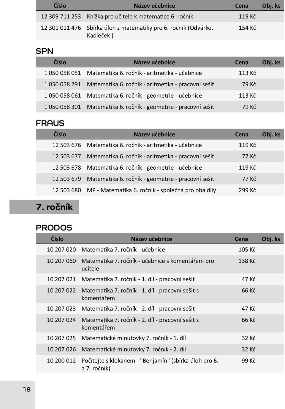 ročník - geometrie - učebnice 113 Kč 1 050 058 301 Matematika 6. ročník - geometrie - pracovní sešit 79 Kč FRAUS 12 503 676 Matematika 6. ročník - aritmetika - učebnice 119 Kč 12 503 677 Matematika 6.