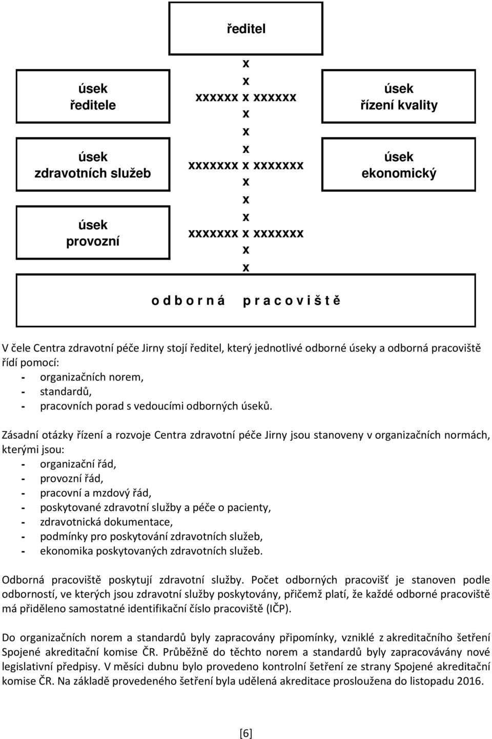 Zásadní otázky řízení a rozvoje Centra zdravotní péče Jirny jsou stanoveny v organizačních normách, kterými jsou: - organizační řád, - provozní řád, - pracovní a mzdový řád, - poskytované zdravotní