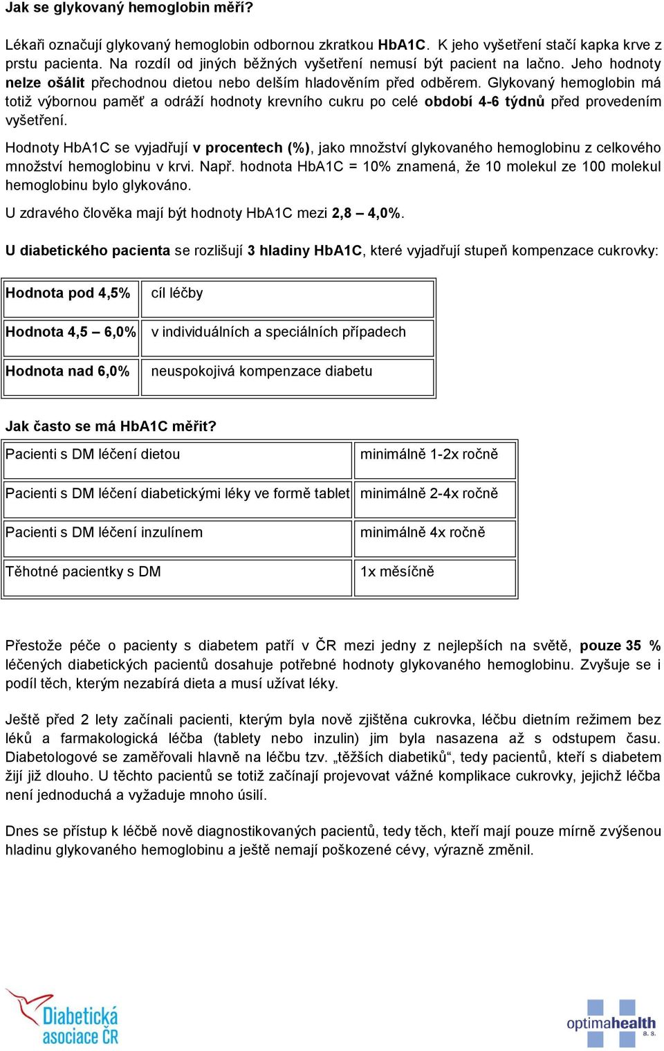 Glykovaný hemoglobin má totiž výbornou paměť a odráží hodnoty krevního cukru po celé období 4-6 týdnů před provedením vyšetření.