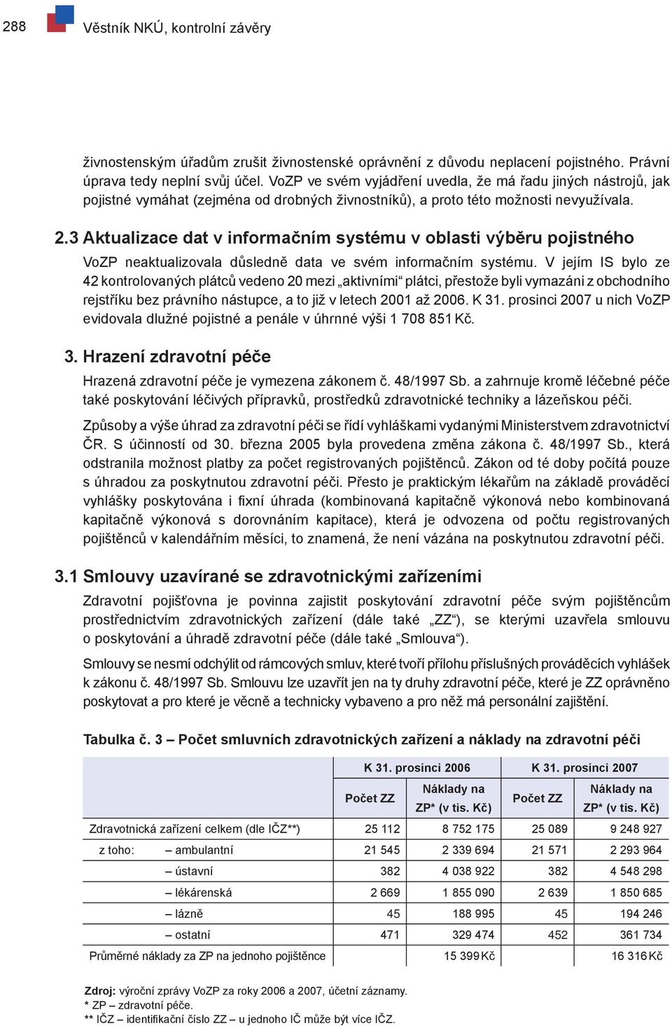 3 Aktualizace dat v informačním systému v oblasti výběru pojistného VoZP neaktualizovala důsledně data ve svém informačním systému.