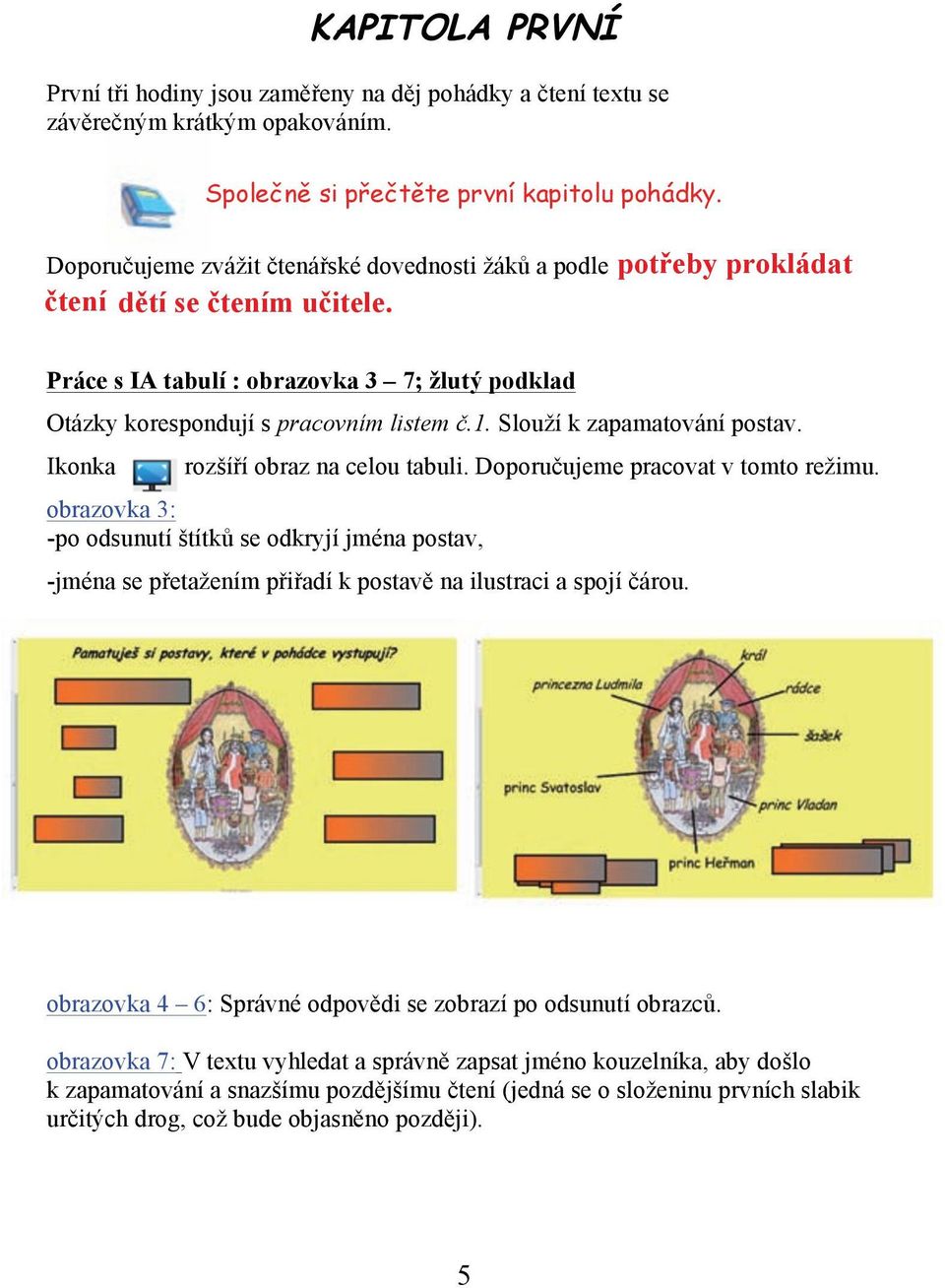 Slouží k zapamatování postav. Ikonka rozšíří obraz na celou tabuli. Doporučujeme pracovat v tomto režimu.