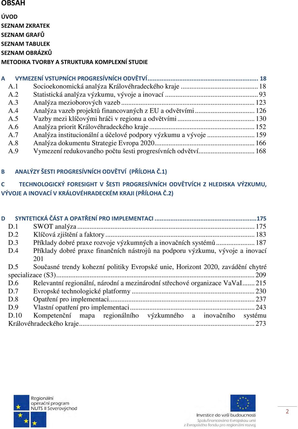 4 Analýza vazeb projektů financovaných z EU a odvětvími... 126 A.5 Vazby mezi klíčovými hráči v regionu a odvětvími... 130 A.6 Analýza priorit Královéhradeckého kraje... 152 A.