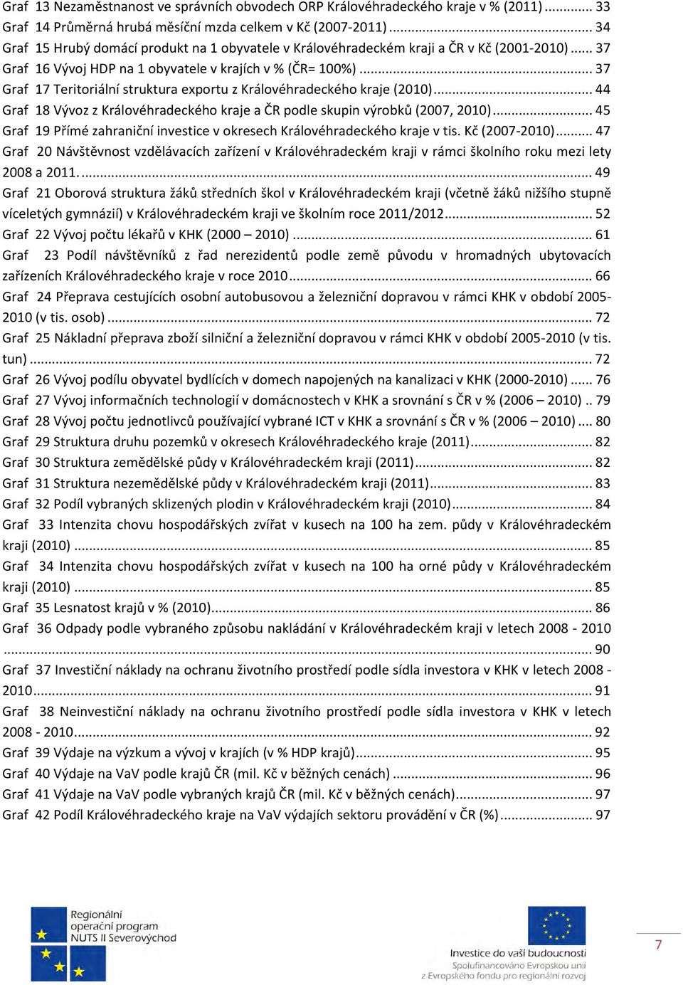 .. 37 Graf 17 Teritoriální struktura exportu z Královéhradeckého kraje (2010)... 44 Graf 18 Vývoz z Královéhradeckého kraje a ČR podle skupin výrobků (2007, 2010).