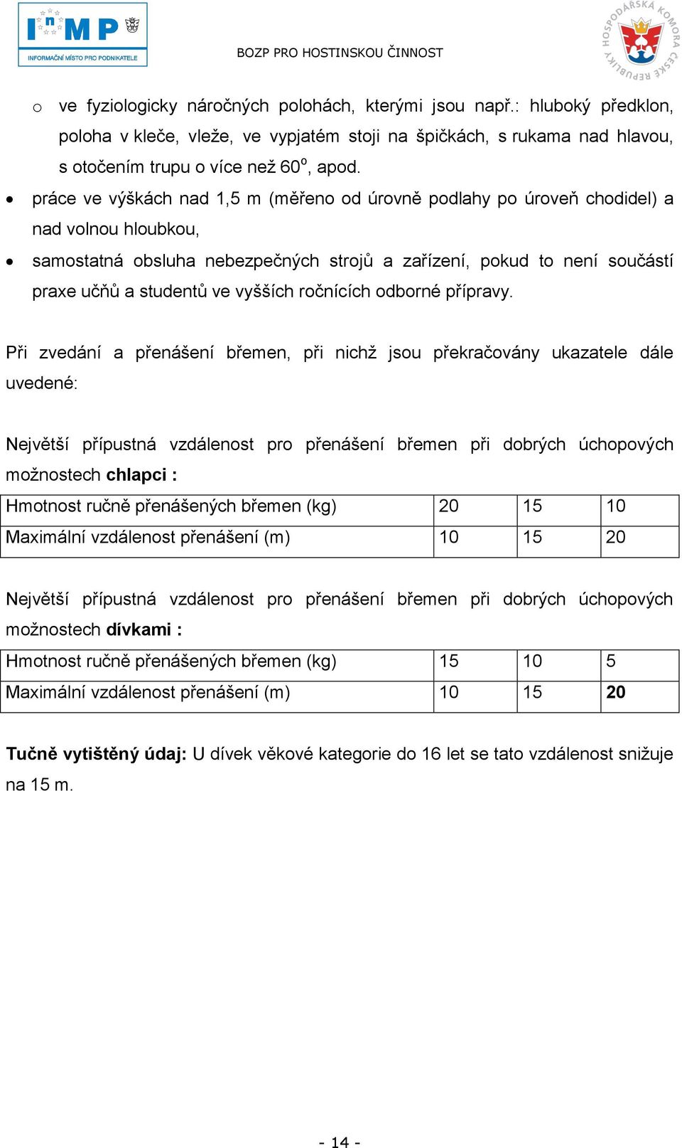 vyšších ročnících odborné přípravy.