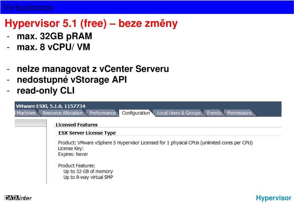 8 vcpu/ VM - nelze managovat z vcenter