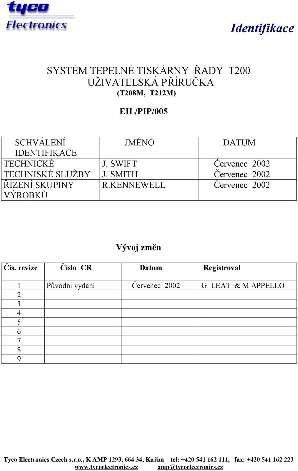 SMITH Červenec 2002 ŘÍZENÍ SKUPINY VÝROBKŮ R.KENNEWELL Červenec 2002 Vývoj změn Čis.