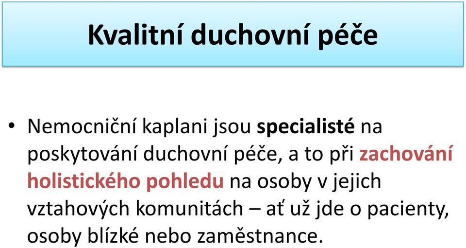 zachování holistického pohledu na osoby v jejich