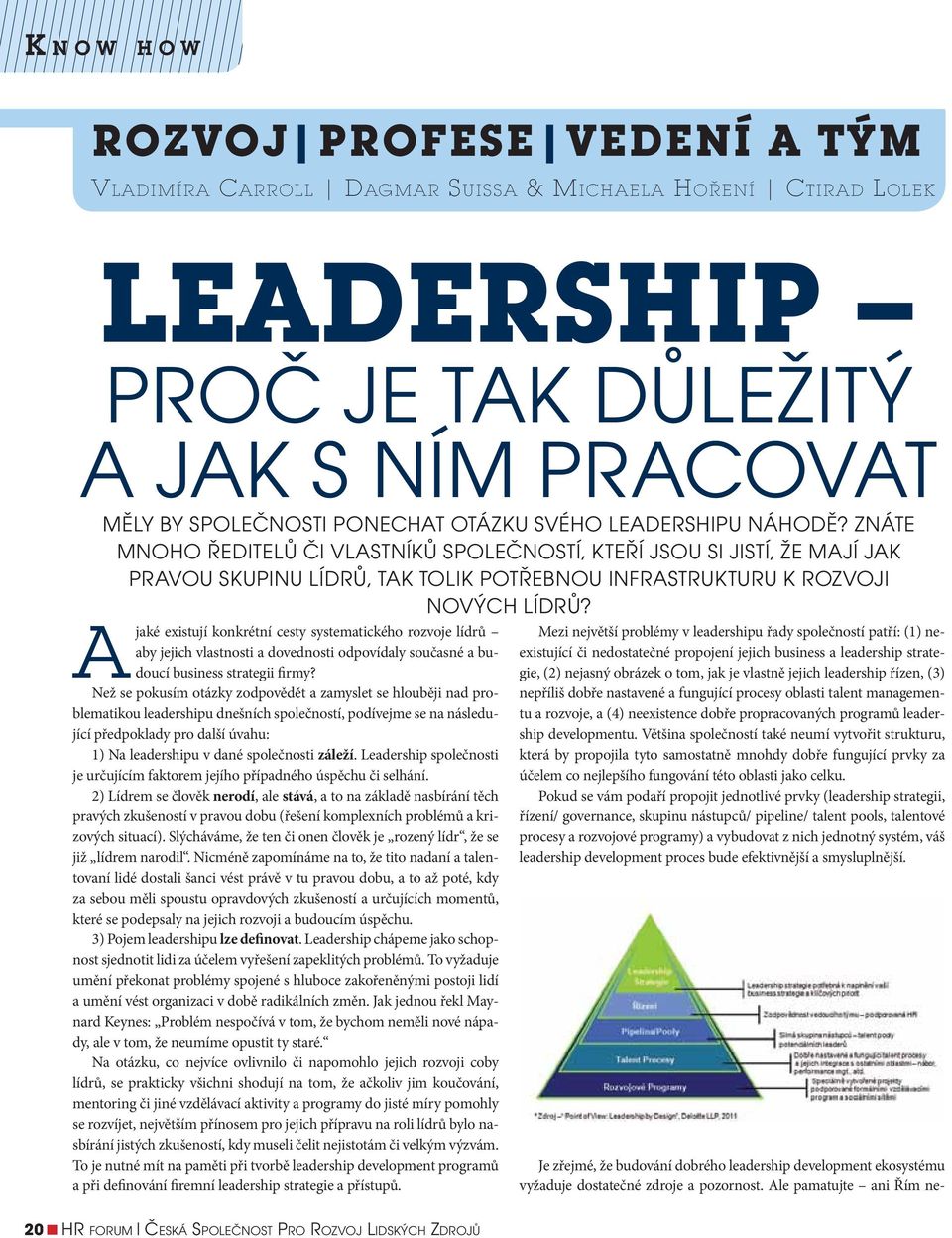 otázku svého leadershipu náhodě? Znáte mnoho ředitelů či vlastníků společností, kteří jsou si jistí, že mají jak pravou skupinu lídrů, tak tolik potřebnou infrastrukturu k rozvoji nových lídrů?