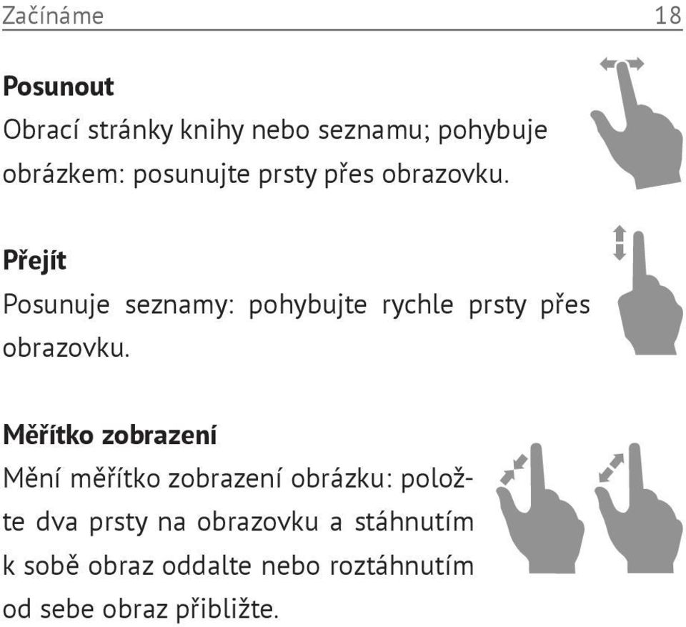 Přejít Posunuje seznamy: pohybujte rychle prsty přes obrazovku.