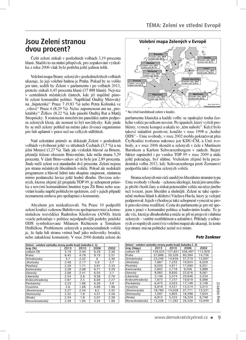 Volební mapa Strany zelených v posledních třech volbách ukazuje, že její volební baštou je Praha.