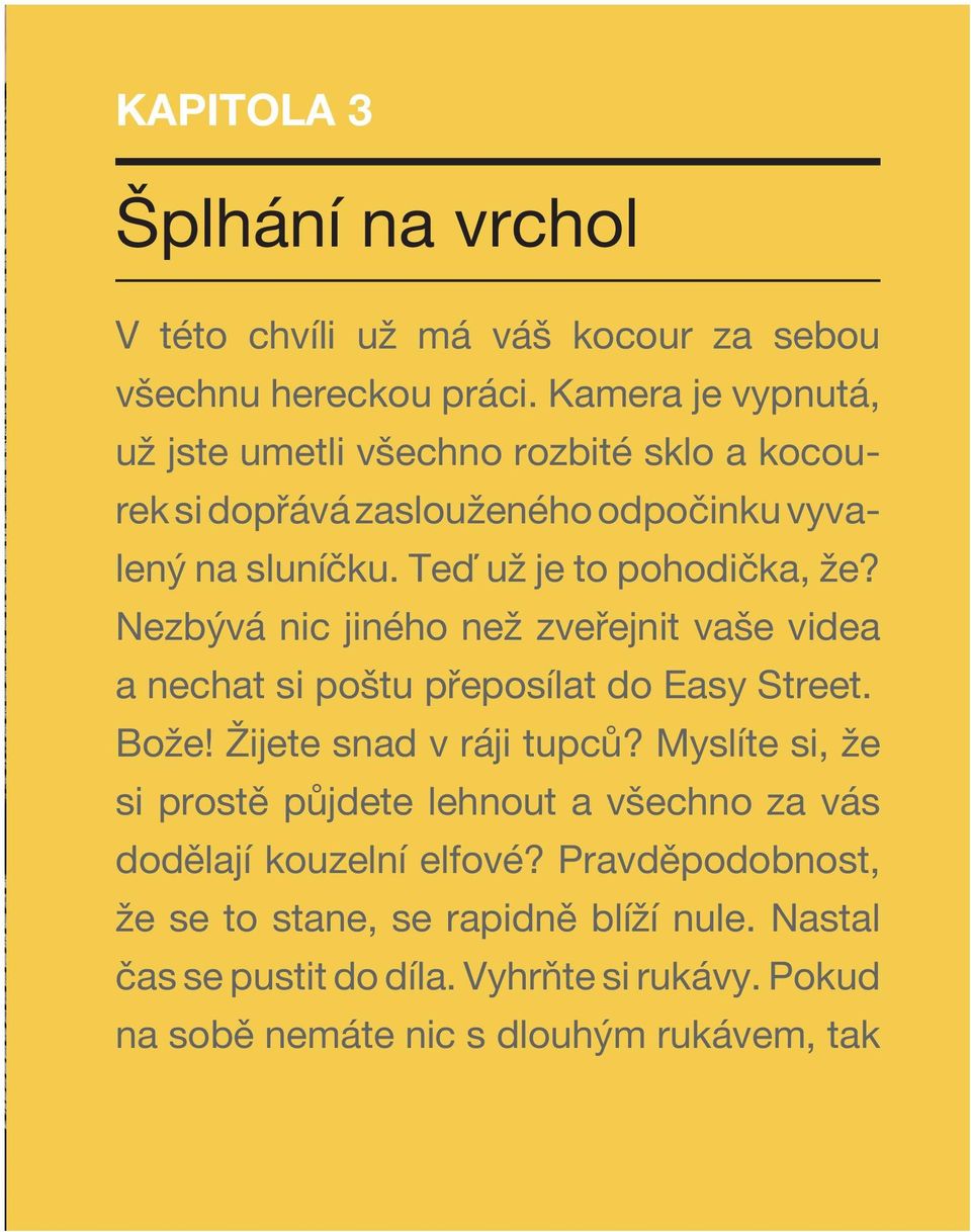 Nezbývá nic jiného než zveřejnit vaše videa a nechat si poštu přeposílat do Easy Street. Bože! Žijete snad v ráji tupců?