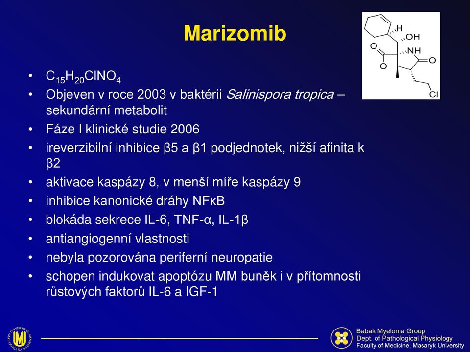 míře kaspázy 9 inhibice kanonické dráhy NFκB blokáda sekrece IL-6, TNF-α, IL-1β antiangiogenní vlastnosti