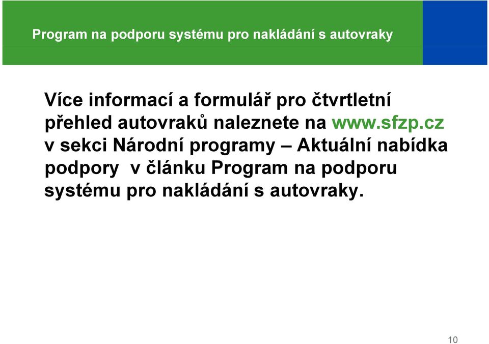 cz v sekci Národní programy Aktuální nabídka