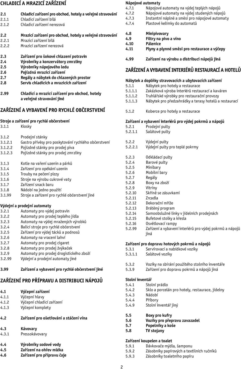 4 Výrobníky a konzervátory zmrzliny 2.5 Výrobníky nápojového ledu 2.6 Pojízdná mrazicí zařízení 2.7 Regály a nábytek do chlazených prostor 2.8 Servis chladicích a mrazicích zařízení 2.