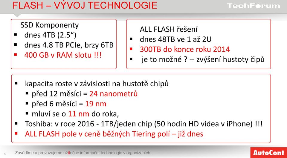 -- zvýšení hustoty čipů kapacita roste v závislosti na hustotě chipů před 12 měsíci = 24 nanometrů před 6 měsíci = 19 nm mluví se