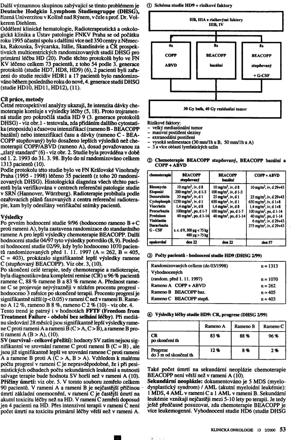 IIIB, IV I Oddìlení klinické hematologie, Radioterapeutická a onkologická klinika a Ústav patologie FNKV Praha se od poèátku roku 1995 úèastní spolu s dalšími více než 350 cenr,ry z Nìmecka,