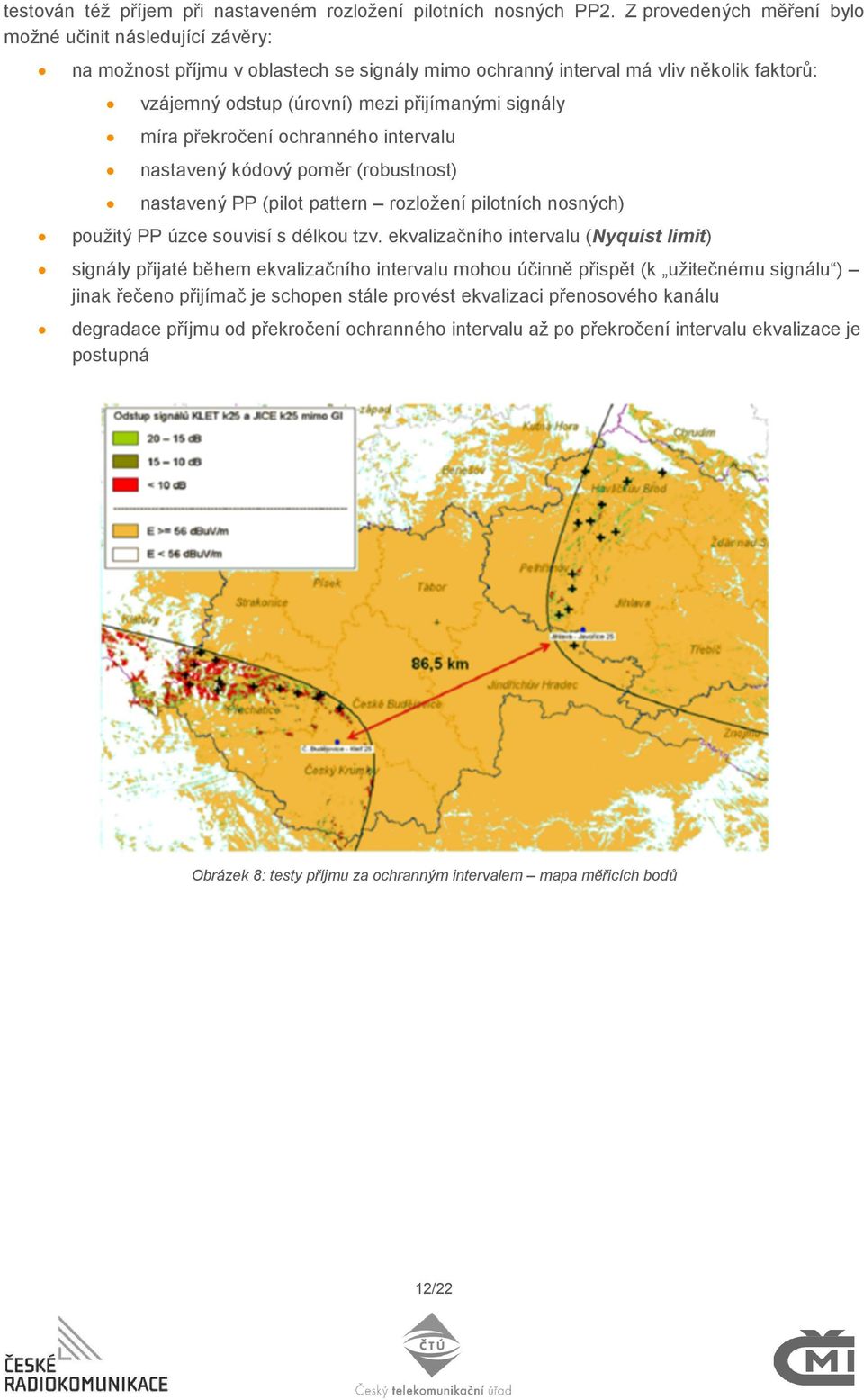 míra překročení ochranného intervalu nastavený kódový poměr (robustnost) nastavený PP (pilot pattern rozložení pilotních nosných) použitý PP úzce souvisí s délkou tzv.