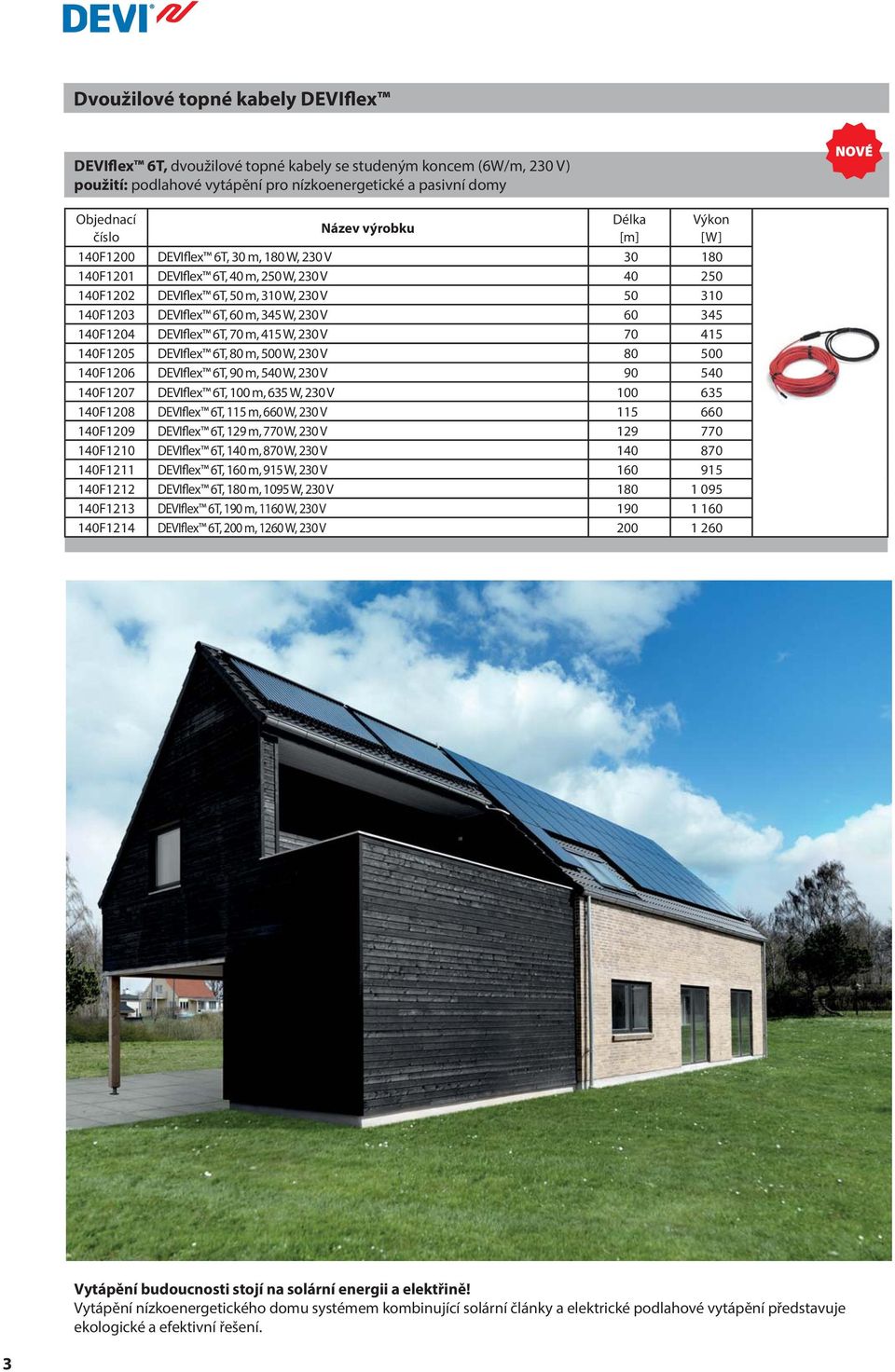 DEVIflex 6T, 70 m, 415 W, 230 V 70 415 140F1205 DEVIflex 6T, 80 m, 500 W, 230 V 80 500 140F1206 DEVIflex 6T, 90 m, 540 W, 230 V 90 540 140F1207 DEVIflex 6T, 100 m, 635 W, 230 V 100 635 140F1208