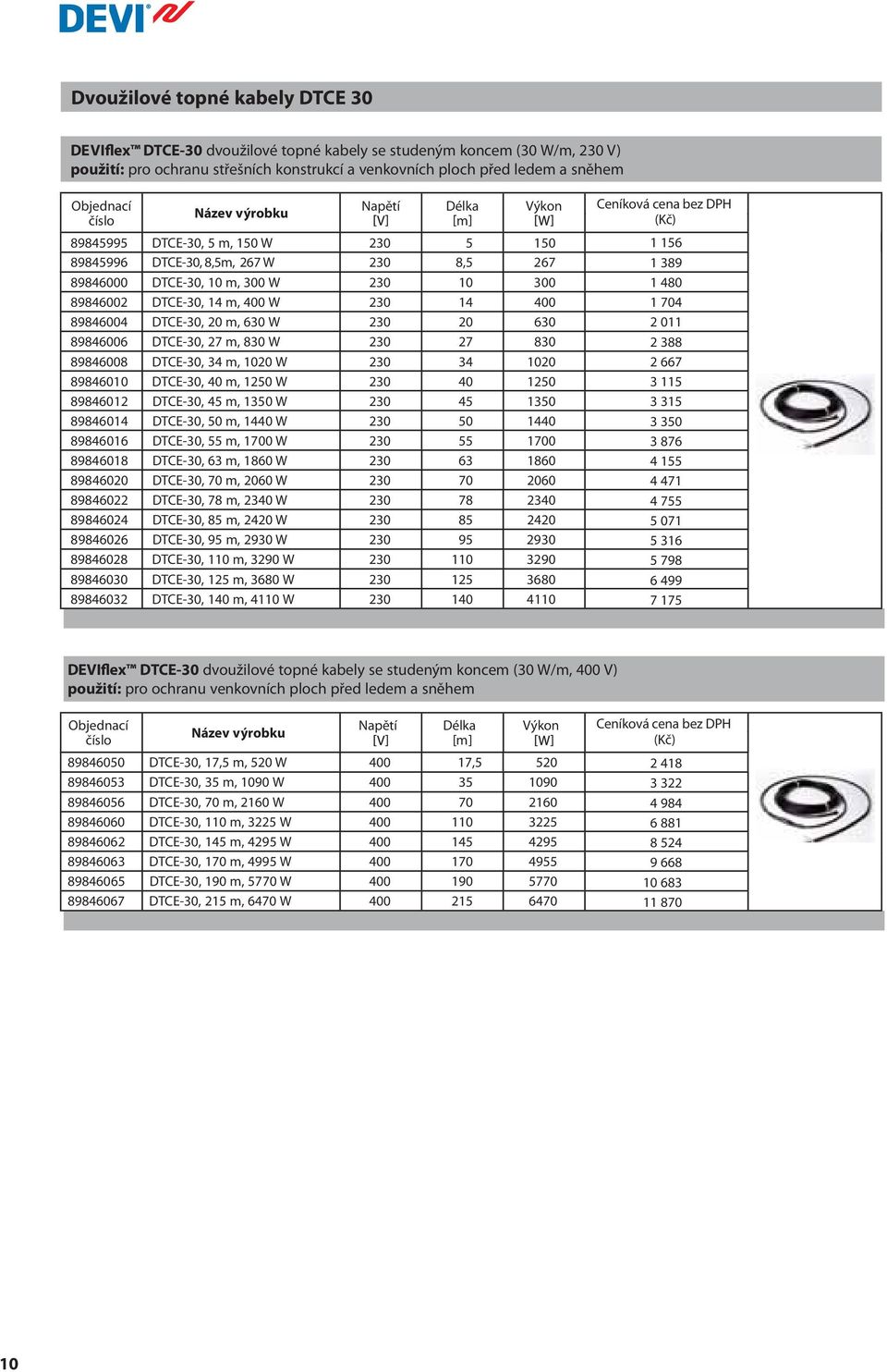 230 20 630 89846006 DTCE-30, 27 m, 830 W 230 27 830 89846008 DTCE-30, 34 m, 1020 W 230 34 1020 89846010 DTCE-30, 40 m, 1250 W 230 40 1250 89846012 DTCE-30, 45 m, 1350 W 230 45 1350 89846014 DTCE-30,