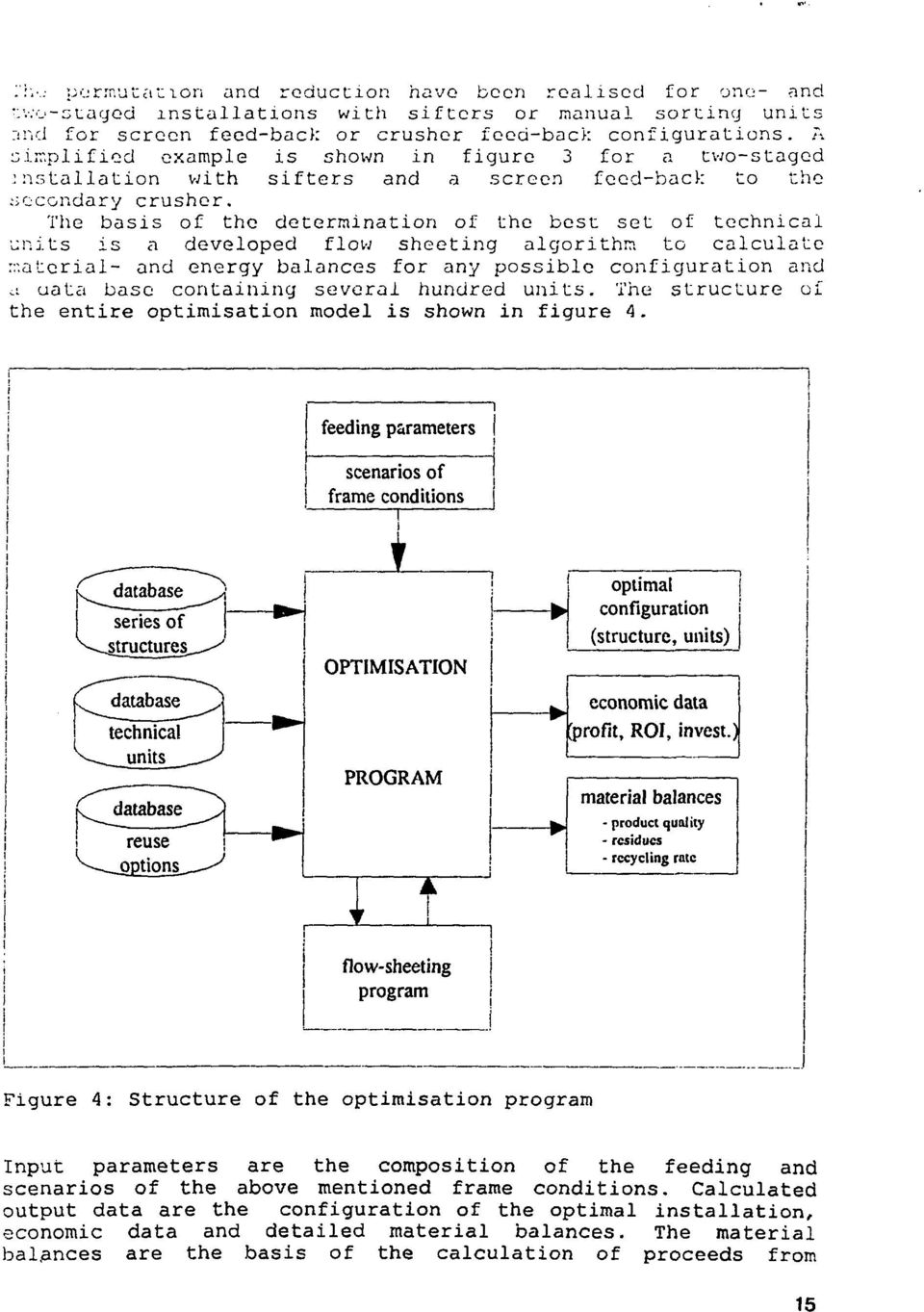 The basis of the determination of the best set of technical units is a developed flow sheeting algorithm to calculate material- and energy balances for any possible configuration and CL uata base