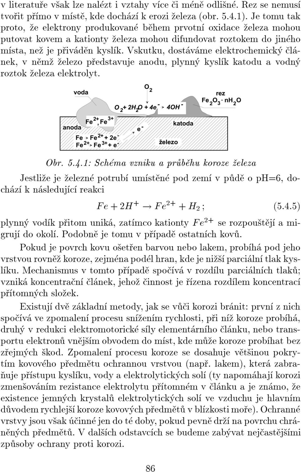 Vskutku, dostvme elektrochemick lnek, v nm elezo pedstavuje anodu, plynn kyslk katodu a vodn roztok eleza elektrolyt. L @ = HA " 0. A 0! 0 " A!. A. A = @ = A. A. A A. A.! A A AA = J @ = Obr. 5.4.