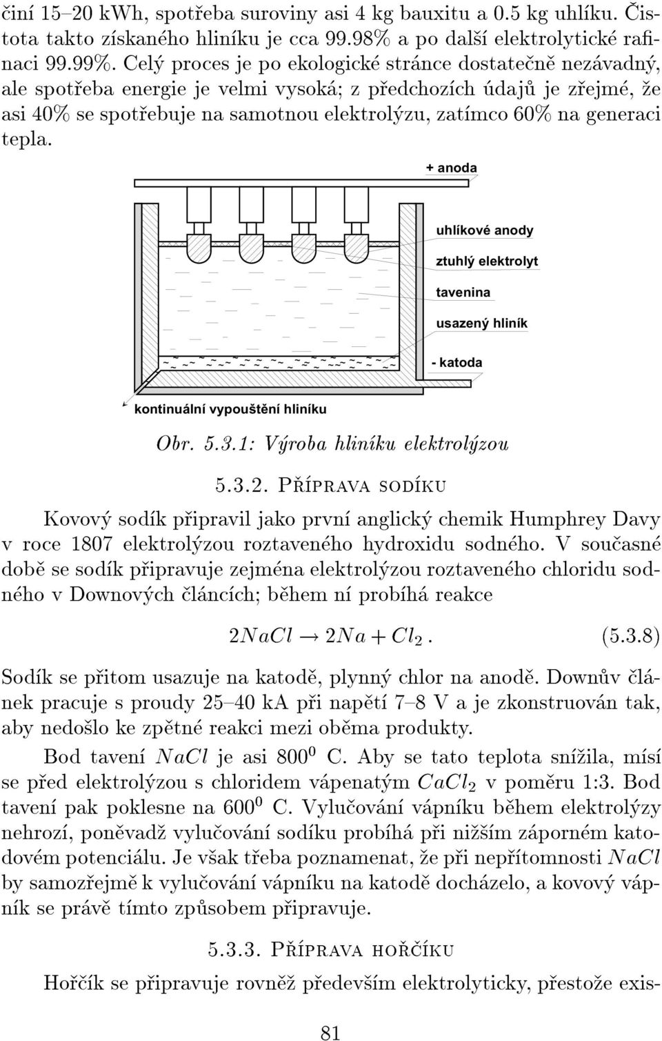 = @ = K D L = @ O J K D A A J H O J J = L A E = K I = A D E = J @ = JE K L O F K J D E K Obr. 5.3.1: Vroba hlinku elektrolzou 5.3.2.