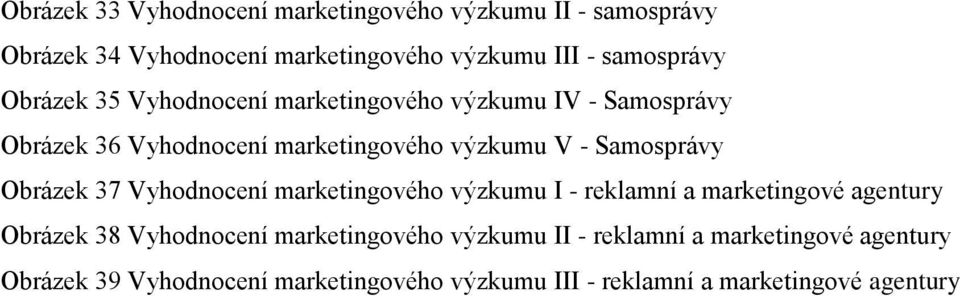 Obrázek 37 Vyhodnocení marketingového výzkumu I - reklamní a marketingové agentury Obrázek 38 Vyhodnocení marketingového